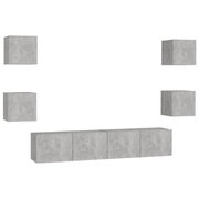 Set di mobili da 6 pezzi tra cui armadio credenza mobile TV televisore per soggiorno camera da letto salotto legno ingegnerizzato grigio 02_0025047