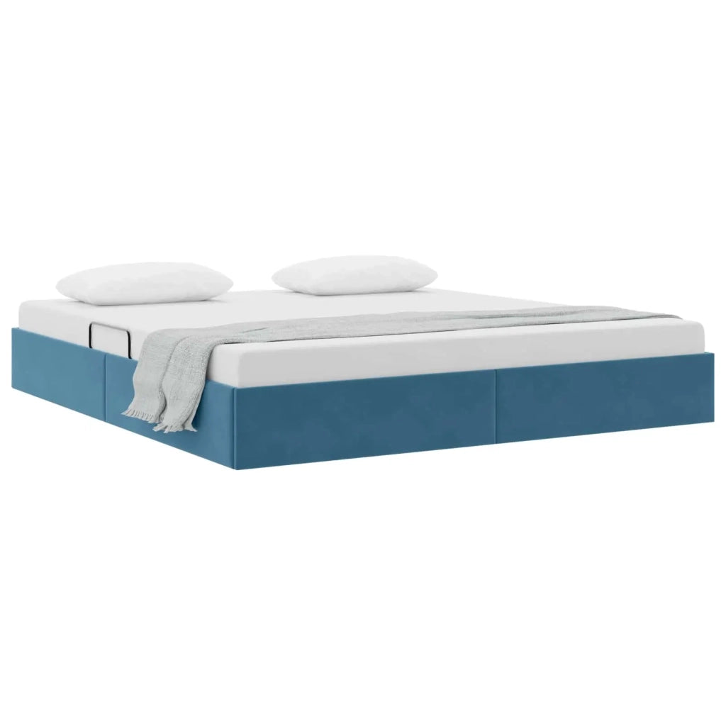 Letto ottomano con archiviazione Blu Scuro 180 x 200 cm Velluto