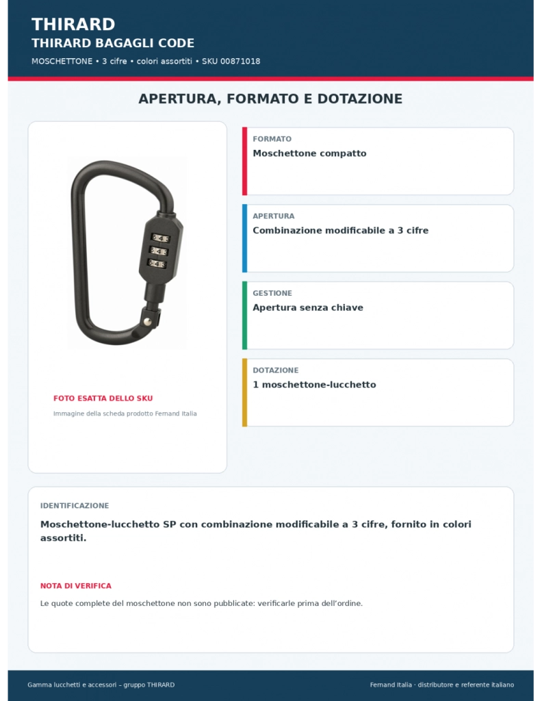 Moschettone con combinazione modificabile a 3 cifre, colori assortiti – Serrurerie de Picardie