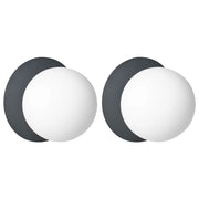 Set di 2 lampade da parete con base in metallo nero e paralume in vetro Stile moderno