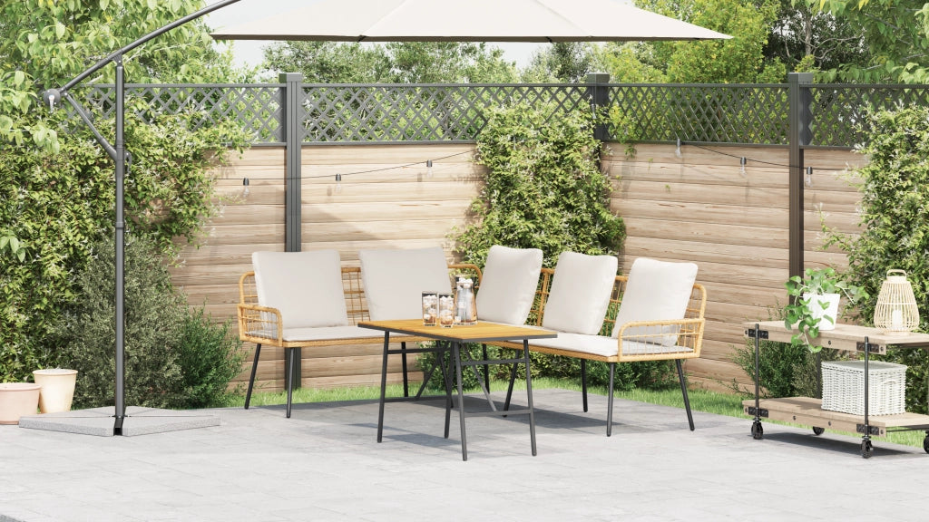 Set di divani da giardino a 2 pezzi con cuscini in rattan naturale