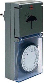 Timer a tempo diurno con 24 ore con protezione IP 44 in antracite con schermata FR