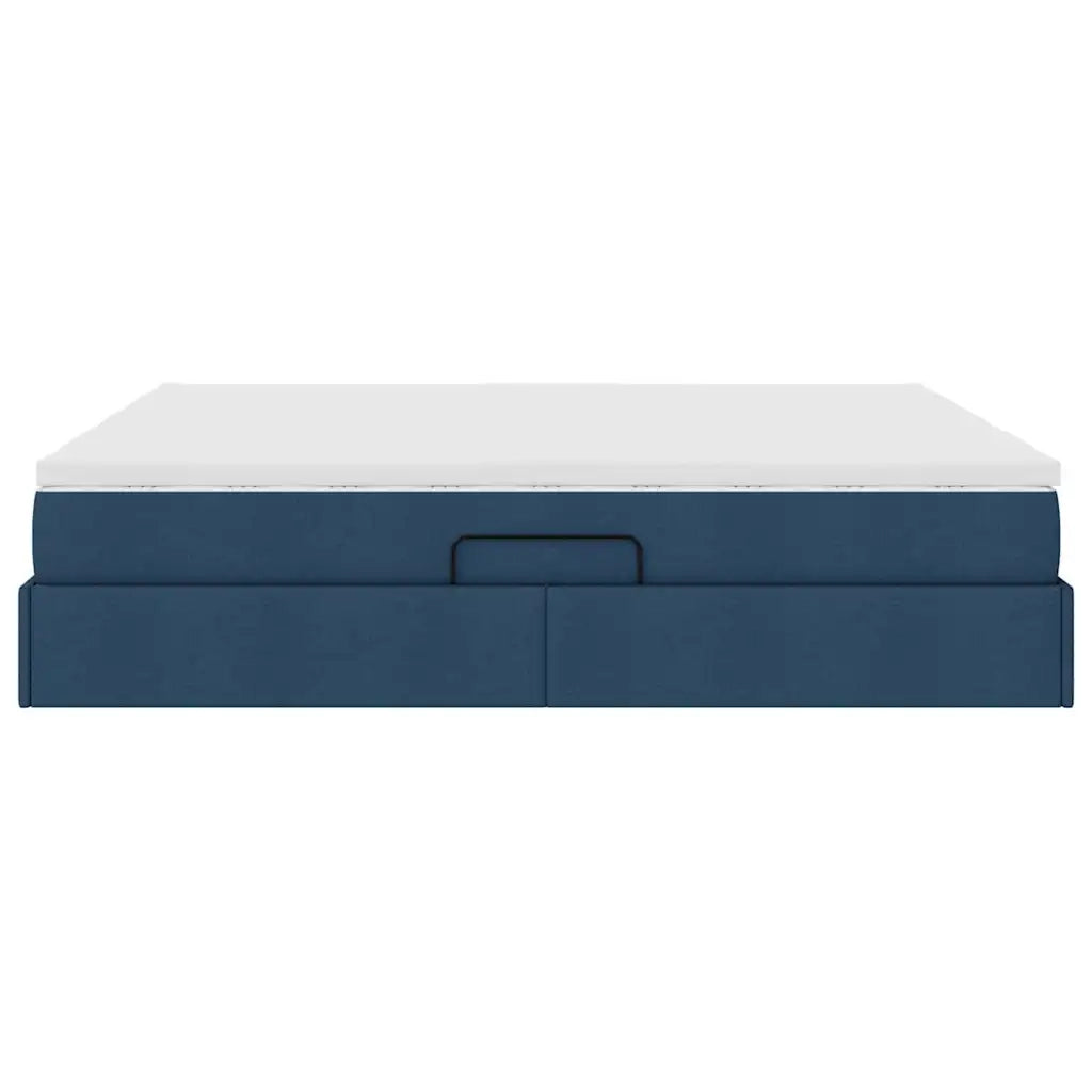 Letto con contenitore e materasso Blu 200 x 200 cm Poliestere 3370360