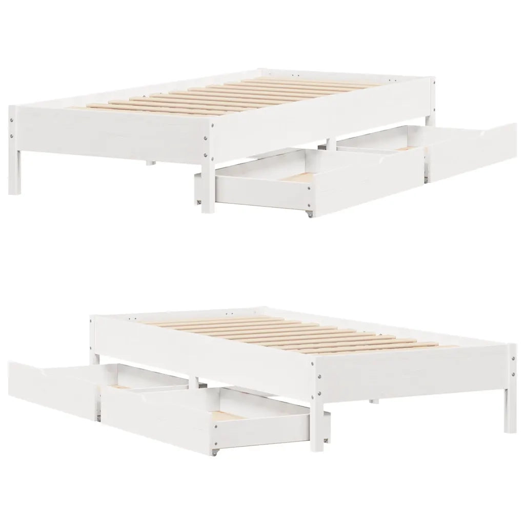 Letto senza Materasso Bianco 90x190 cm in Legno Massello Pino 3301732