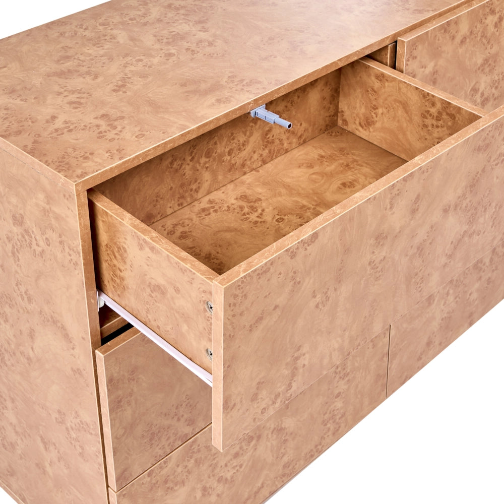 Cassettiera con 6 cassetti in truciolato con gambe in legno di gomma chiaro soggiorno moderno