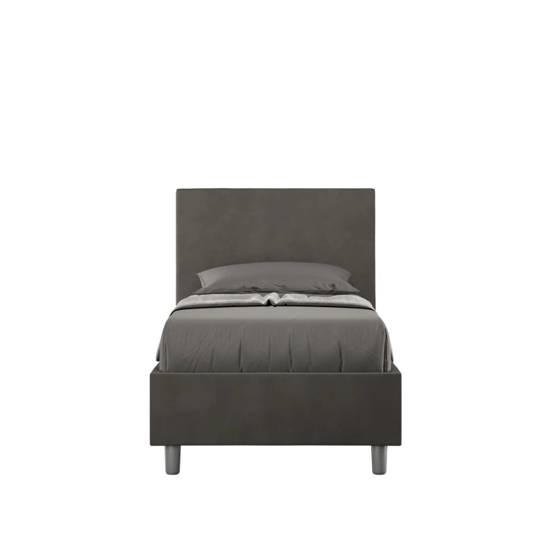 Letto imbottito Singolo 80x200 cm Adele - Con rete,Microfibra,Grigio