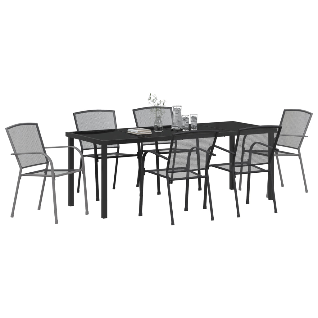 Set da Pranzo da Giardino 7 Pezzi Antracite Acciaio