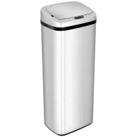 Pattumiera ad Apertura Automatica con Sensore a Infrarossi, in Acciaio Inox, 50L, Colore: Argento