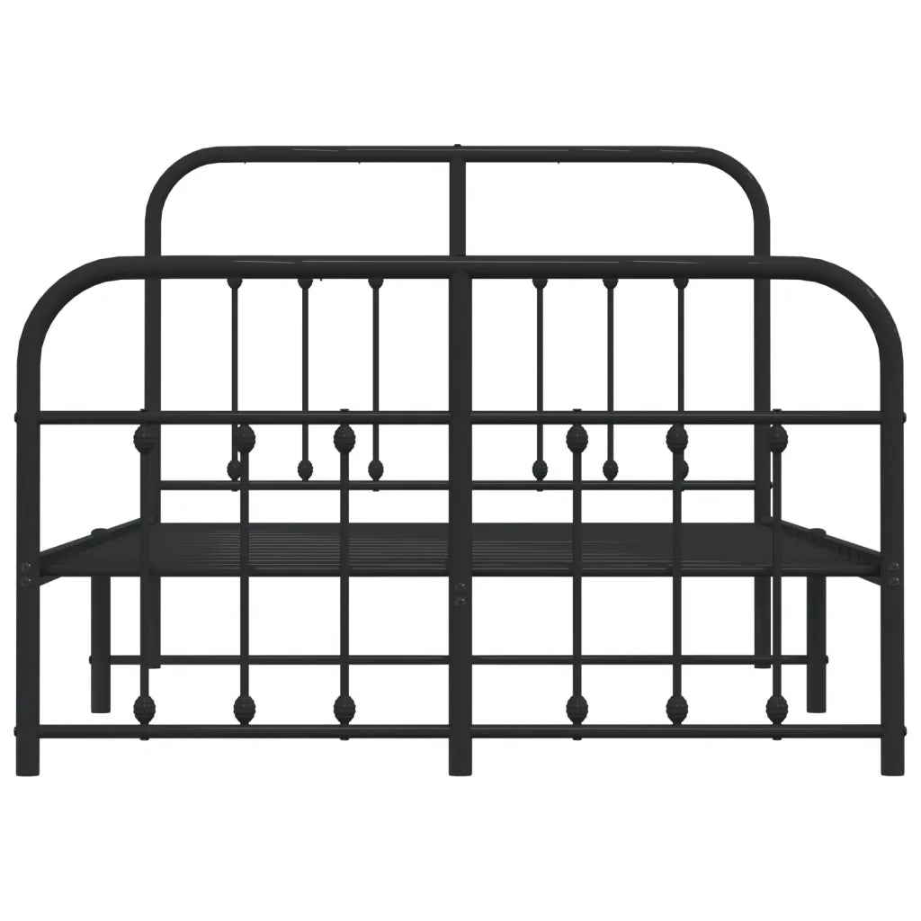 Giroletto con Testiera e Pediera Metallo Nero 120x190 cm 352593