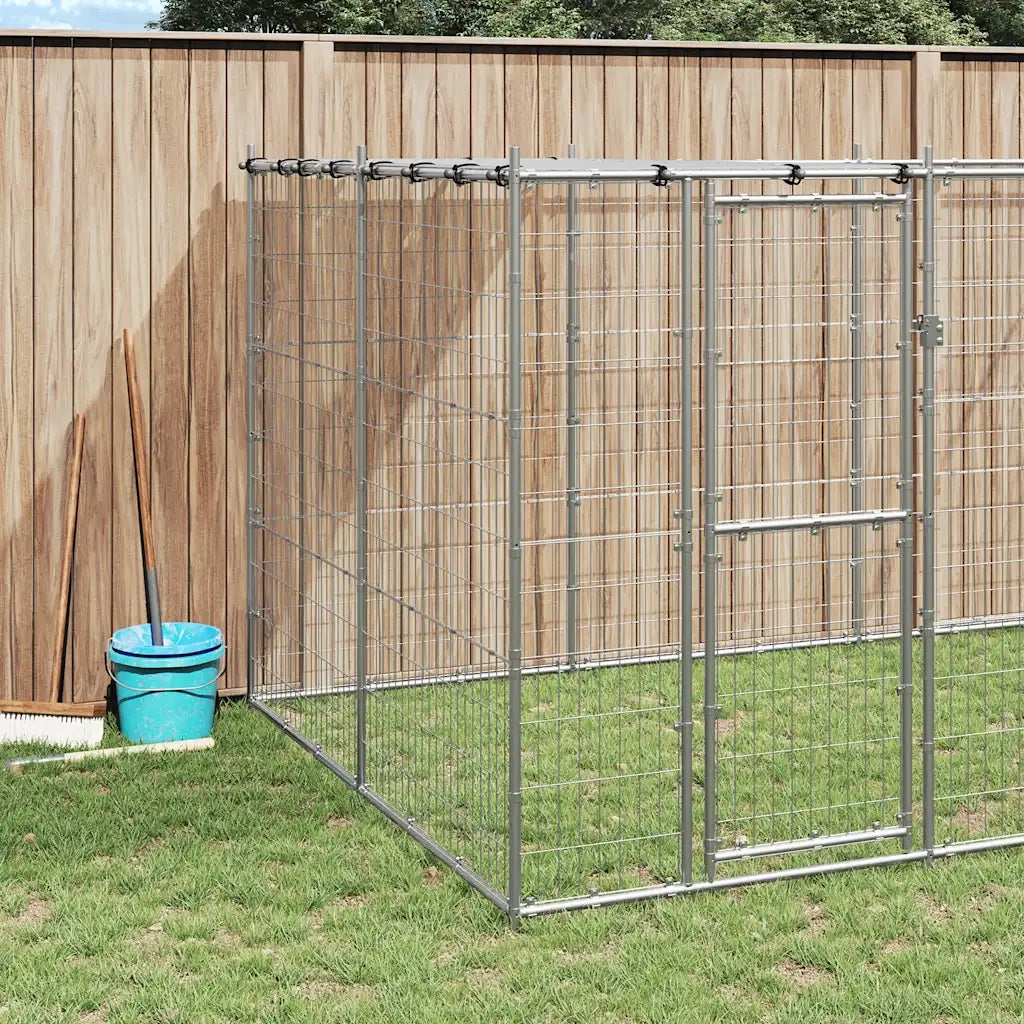 Gabbia per Cani da Esterno in Acciaio Zincato con Tetto 21,78mÂ² cod mxl 55617