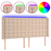 Testiera | Testata a LED Cappuccino 147x16x118/128 cm in Similpelle