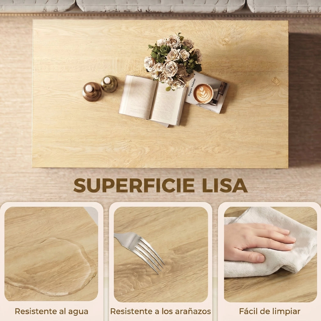 Tavolino da caff¨¨ con cassetto ¨C Zephmum ¨C 95x55x50 cm, naturale e bianco