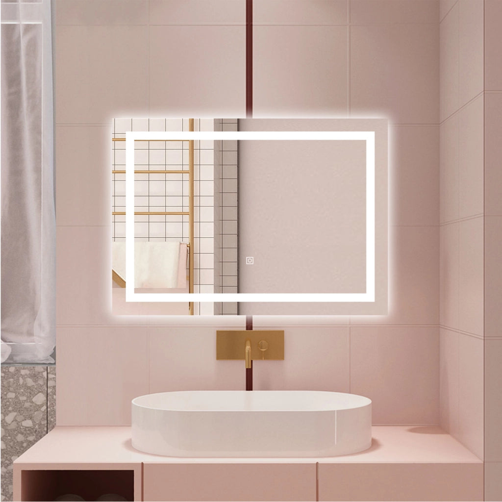 AICA Specchio da bagno  80 x 120 cm, dimmerabile, interruttore touch, Funzione Memoria, antiappannamento, 3 colori