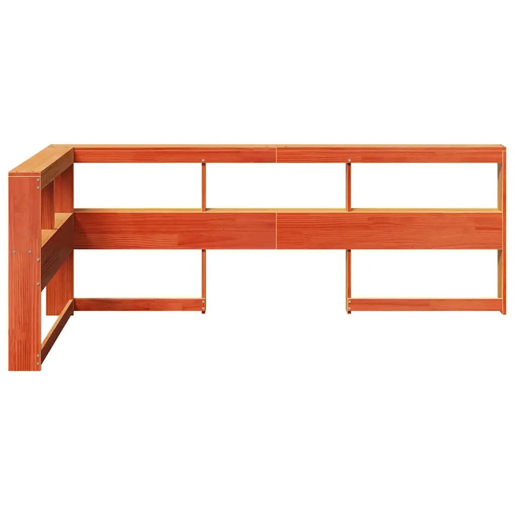 Testiera Libreria a L Marrone Cera 80 cm Legno Massello di Pino