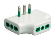 Adattatore Triplo Piatto 2 Poli + Terra Bipasso Bianco 82220 Fanton 5 Pezzi