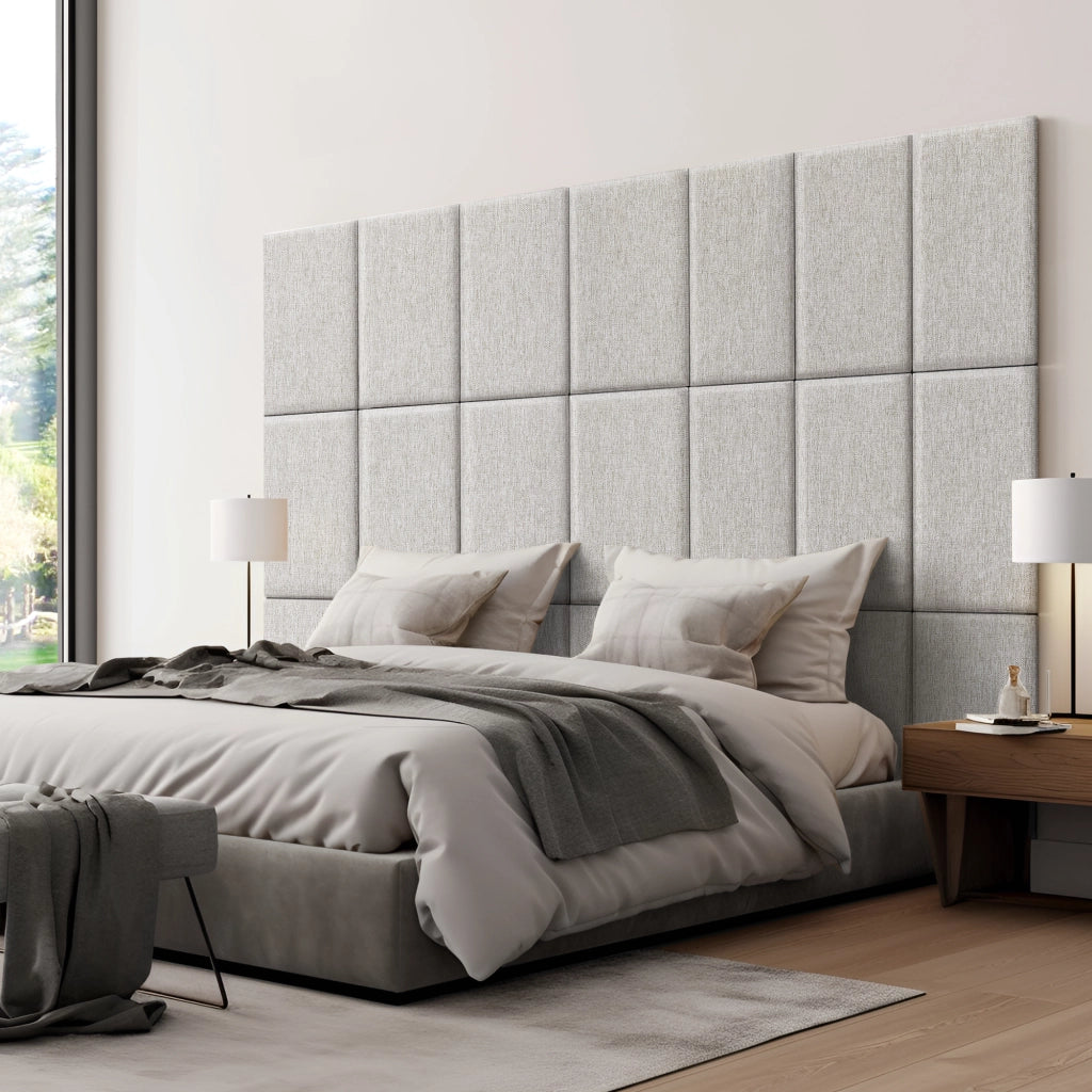 Set Carpino di 3 Pannelli Murali Imbottiti Rivestiti in Tessuto Grigio 60x30 cm [neu.haus]