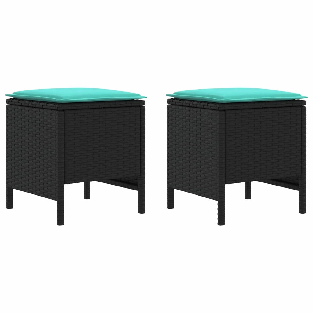 Poggiapiedi da Giardino 2 Pezzo Nero e Turchese 38 x 38 x 45 cm 42025389