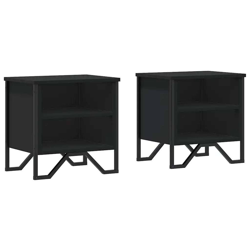 Set di 2 Comodini | Armadio da Notte | Mobiletto da notte Neri 40x30x40 cm in Truciolato