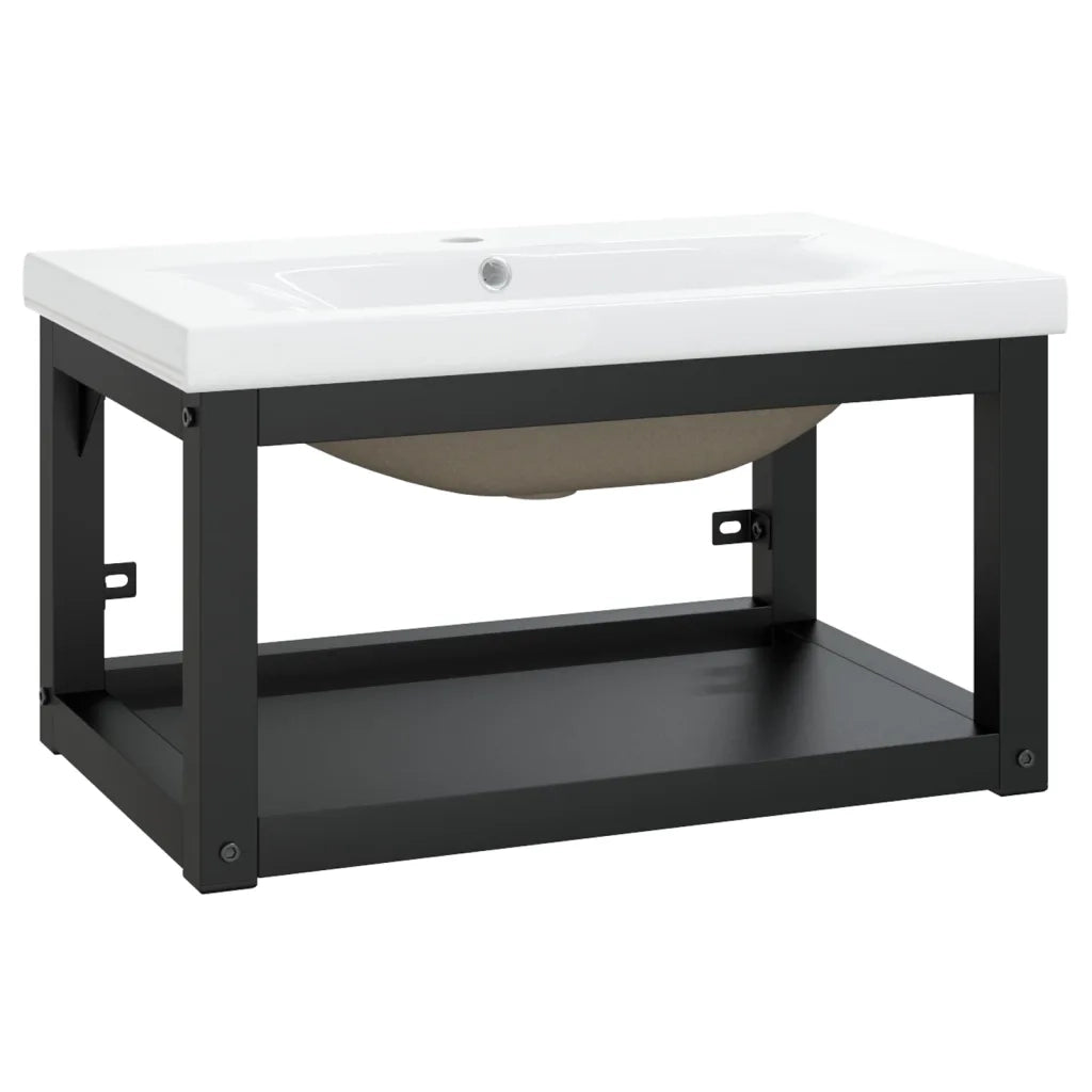 Telaio per Lavabo da Bagno con Lavabo Integrato Nero in Ferro CFW3553303