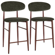 Set di 2 sgabelli da bar kaki e metallo effetto legno scuro SIMON