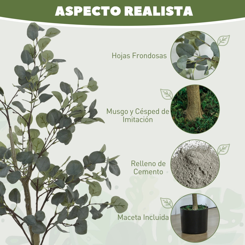Pianta Eucalipto Artificiale 120cm ¨C Xylo ¨C 230 Foglie Verde con Vaso