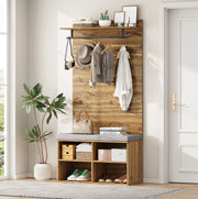 Set guardaroba da ingresso 175 cm con panca portascarpe; appendiabiti e ripiano regolabile; rovere