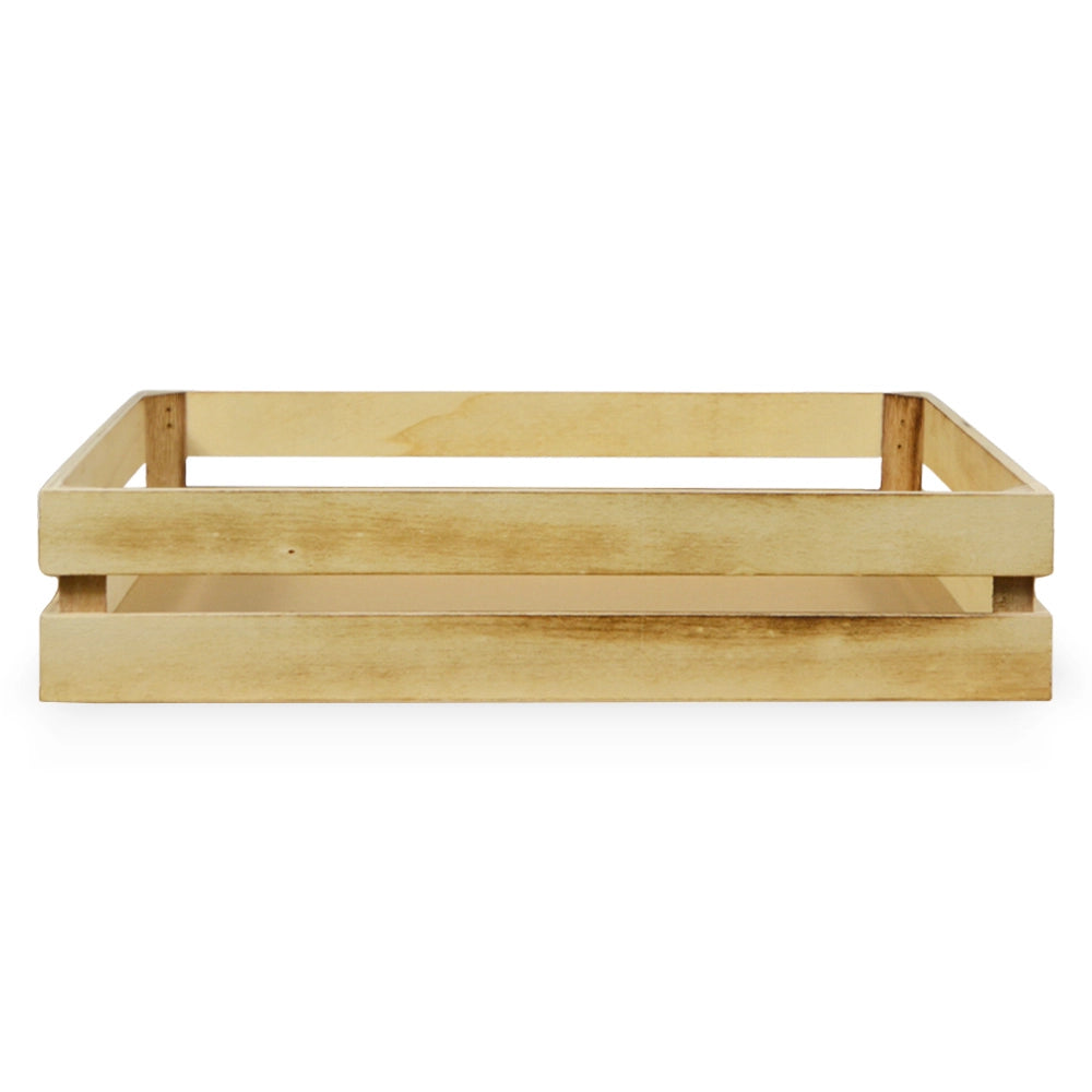 Cassette contenitori in Legno fiammato naturali da 3 Pezzi 37 X 28 X h 8 cm
