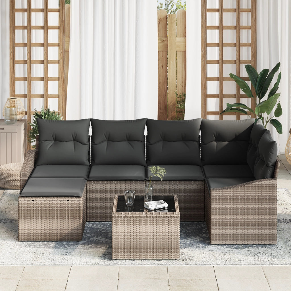 Set di Divani da Giardino a 6 Pezzi con Cuscini Rattan Polimerico Nero