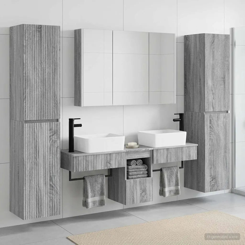 Set di mobili per il bagno 6 pcs Sonoma grigio 3407204