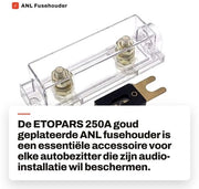 Fusibile 250A - Piastrina in Oro - Per Auto - Protezione contro Corrente Eccessiva - Adatto per 0/2/4 Gauge - Installazione Facile - Piastrina Fusibile