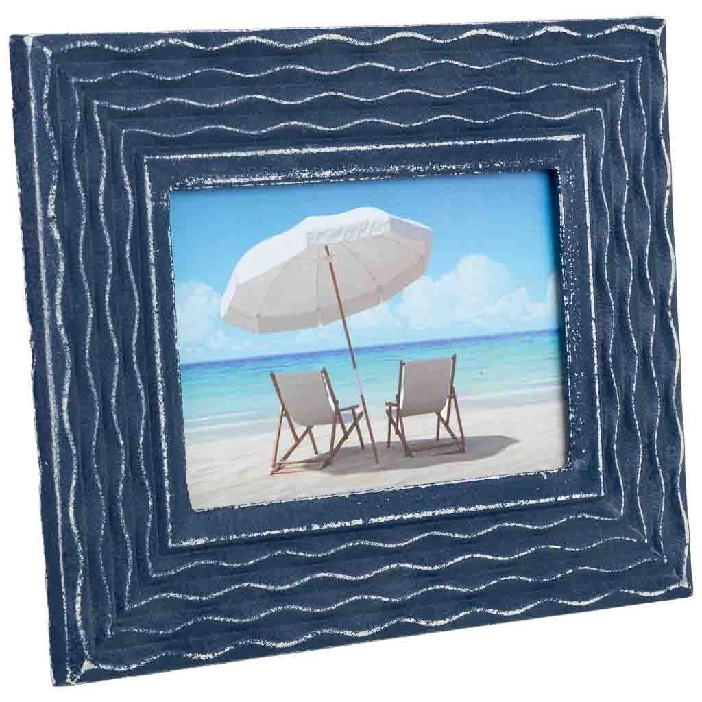 Cornice portafoto in legno blu, 18 x 15 cm (altezza), 23 x 1,5 x 18 cm (altezza)