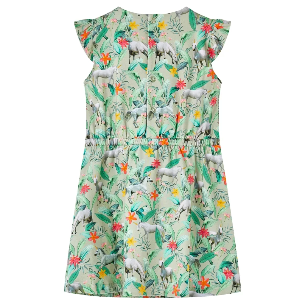 Abito Bambina Maniche Volanti Cachi Chiaro 104 CFW7225803
