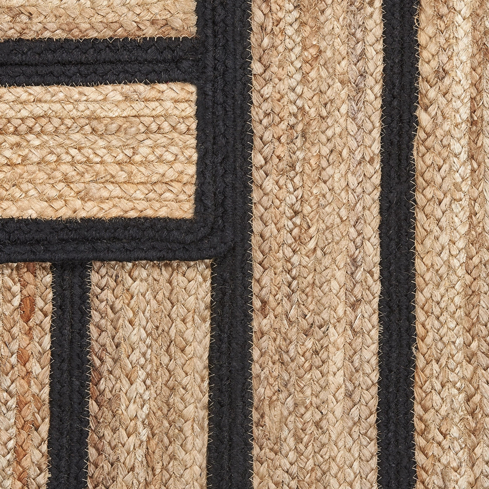 Tappeto tappetino Tappeto Nero e Beige Cotone Juta Rigato 80 x 150 cm Rustic Boho