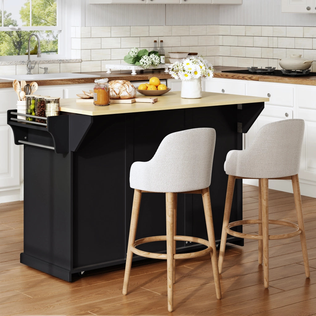 Credenza da cucina con piano ribaltabile e 4 cassetti - per cucina - in MDF - natural e nero