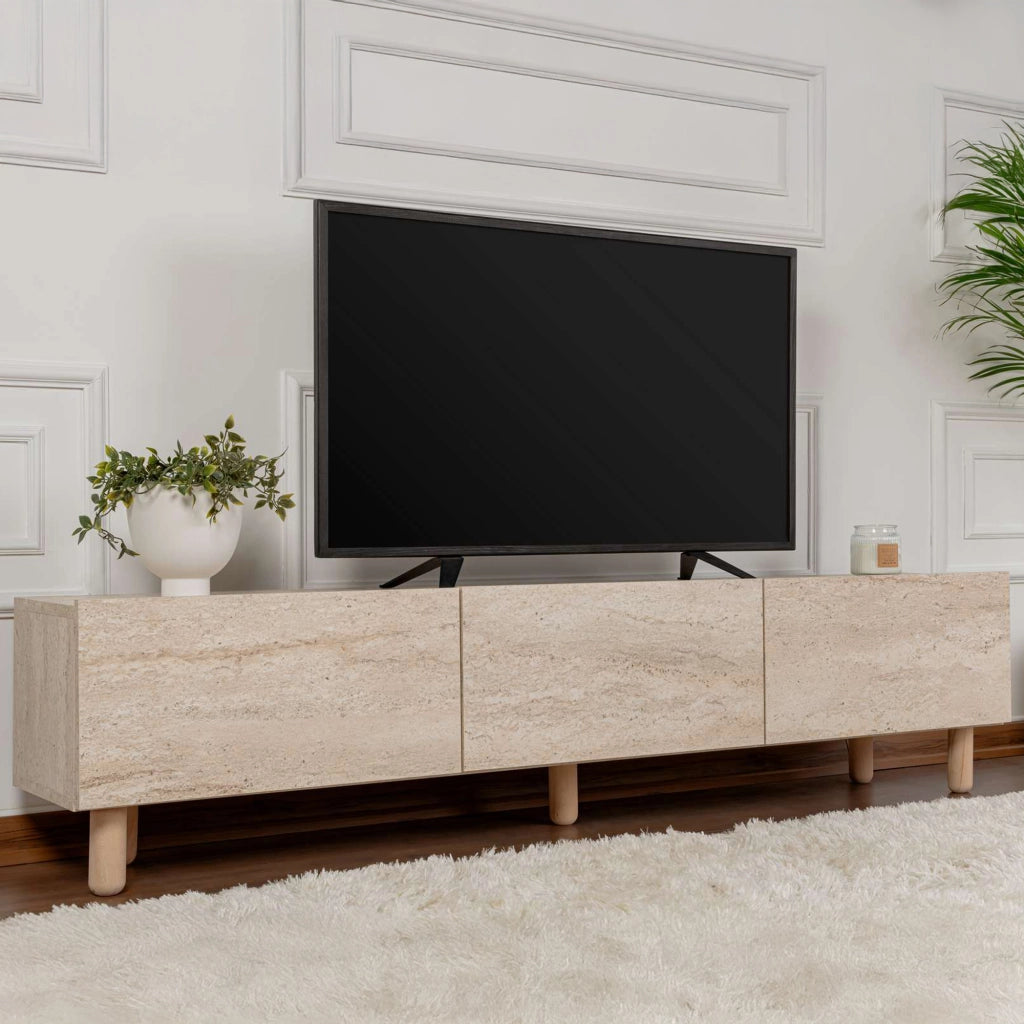 Baluffi, Mobile Porta tv 3 Ante, 180x31x42h cm Beige Marmo