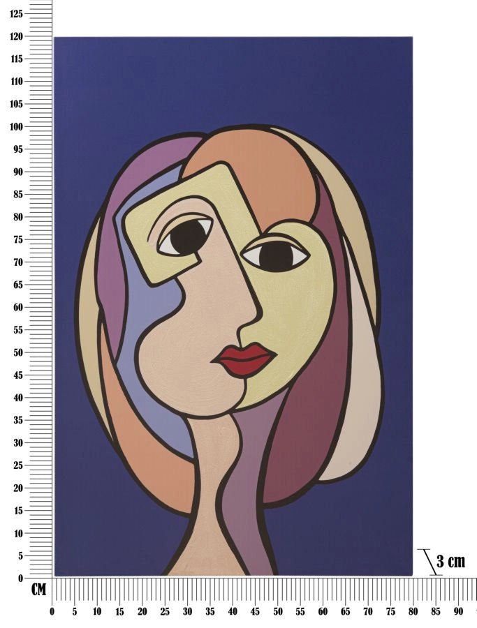Quadro moderno, stampa dipinta 80x3x120cm Double Feces A