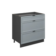 Vicco Mobiletto base per cucina Blu-grigio chiaro 80 cm con 3 cassetti, senza piano di lavoro
