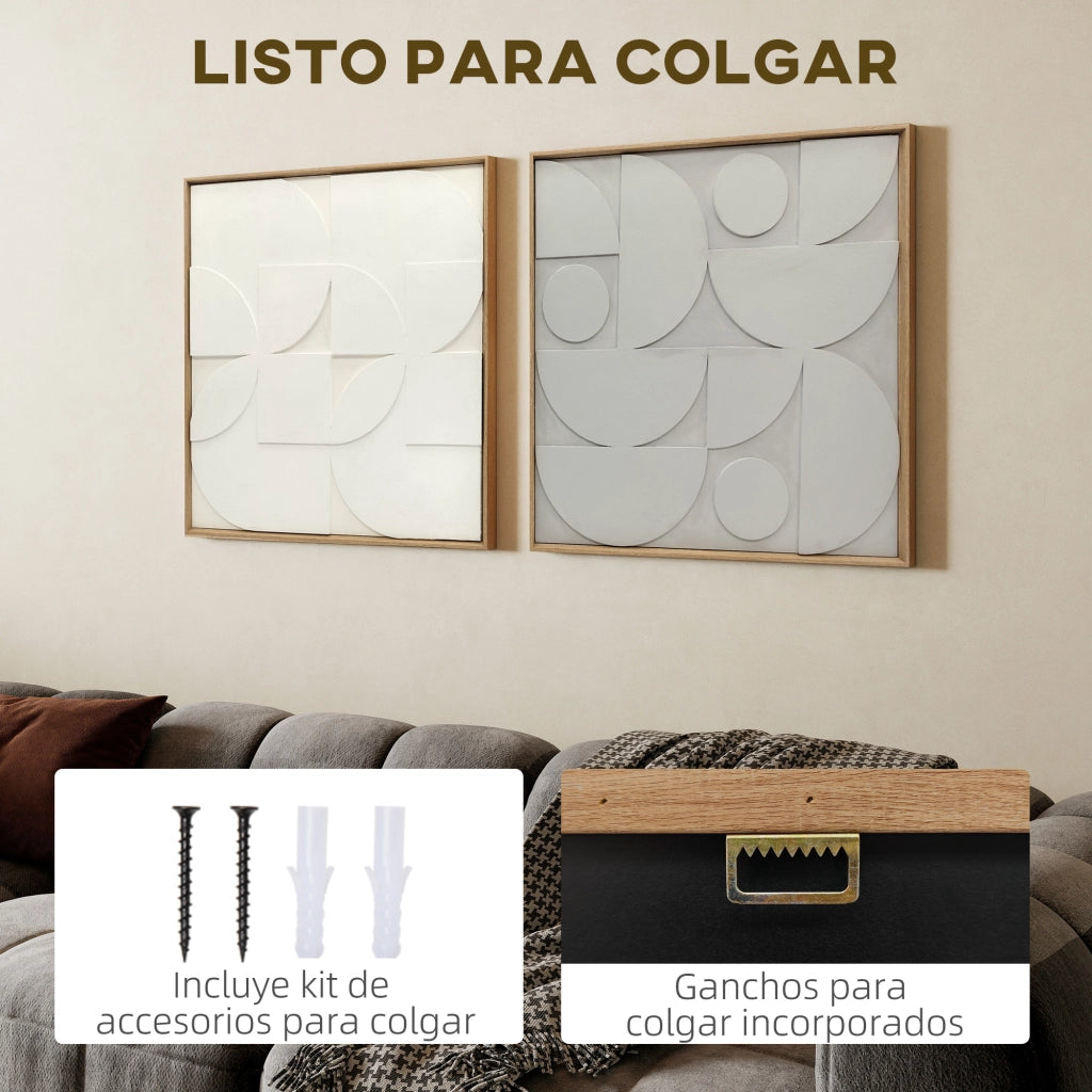 Decorazione Parete 3D Legno ¨C zephmum ¨C 2 Pezzi Bianco