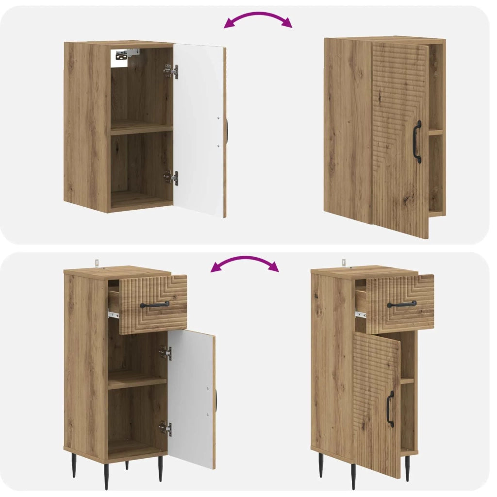 Set di Mobili da Bagno da 4 Pezzi HAARLEM Rovere Artigianale 3417944