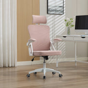 Sedia da ufficio ergonomica rosa con schienale in rete