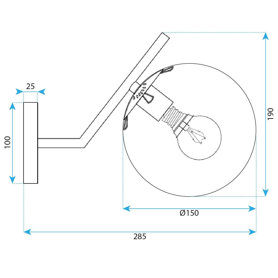 Lampada Da Parete G099-1w Black