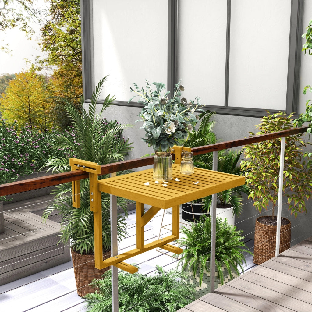 Tavolino da Balcone Pieghevole ¨C Xylo ¨C Legno Naturale Regolabile