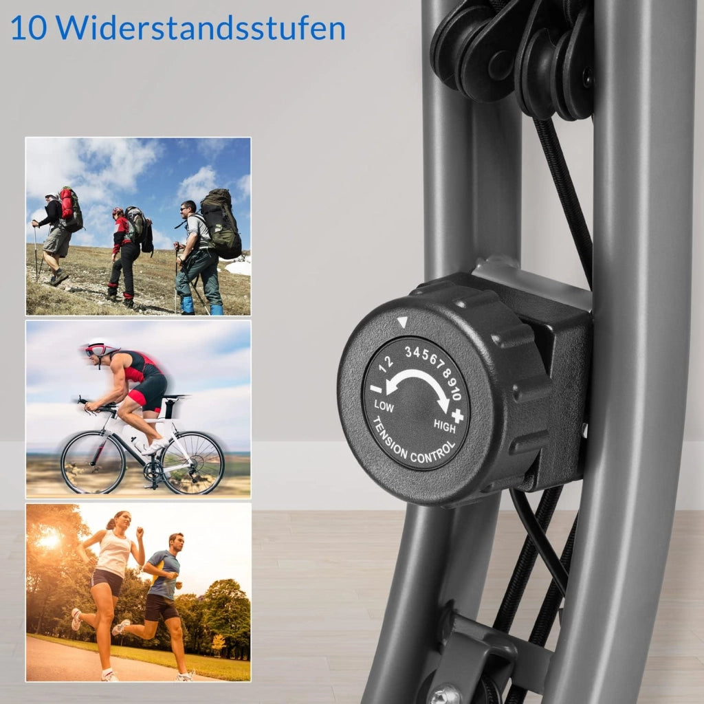 Bici Elettrica EAGLE 4 4in1, Cyclette da Casa con Ergometro, App, Display LCD, Attrezzi Palestra Casa Pieghevole Regolabile in Altezza con Fasce Elastiche Fitness 16 Livelli Di Resistenza