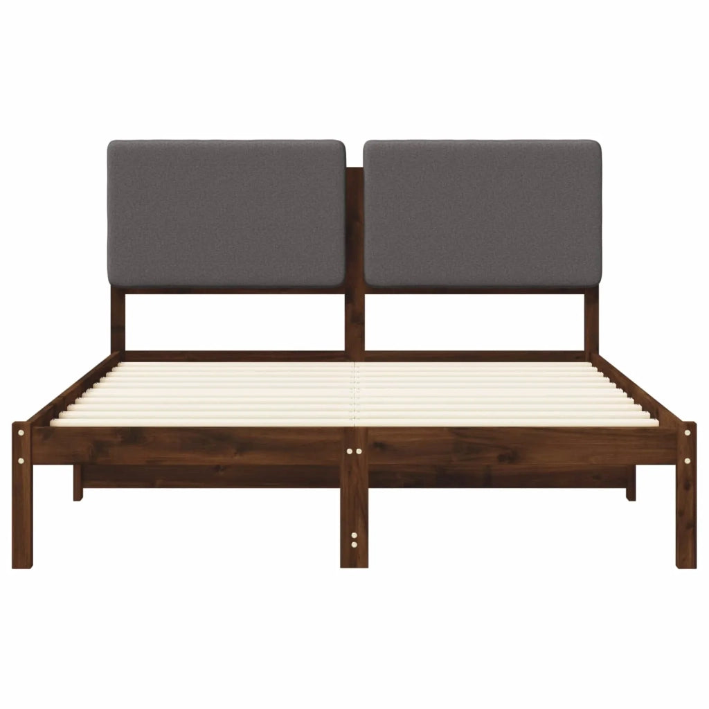 Letto con Testiera Rivestita Marrone scuro e grigio chiaro 903980