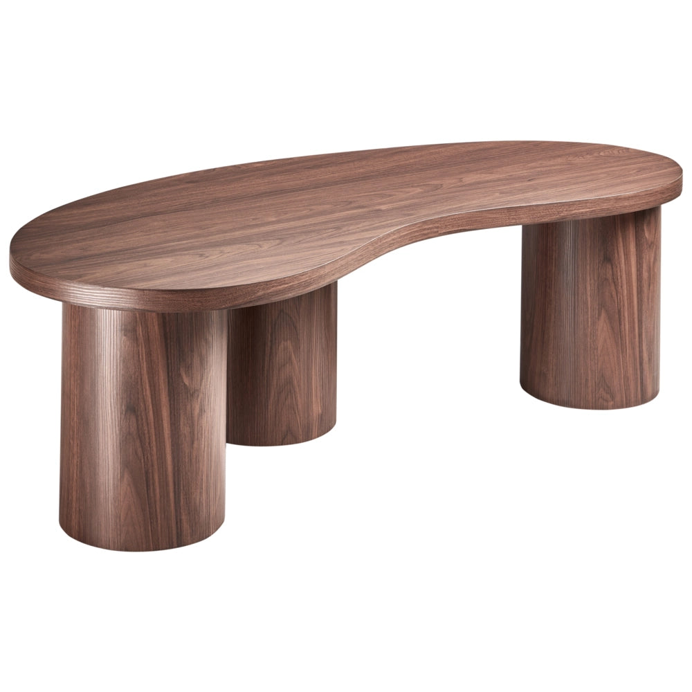 Tavolino da caffè con piano in MDF impiallacciato marrone scuro 130 x 52 cm Design moderno per soggiorno
