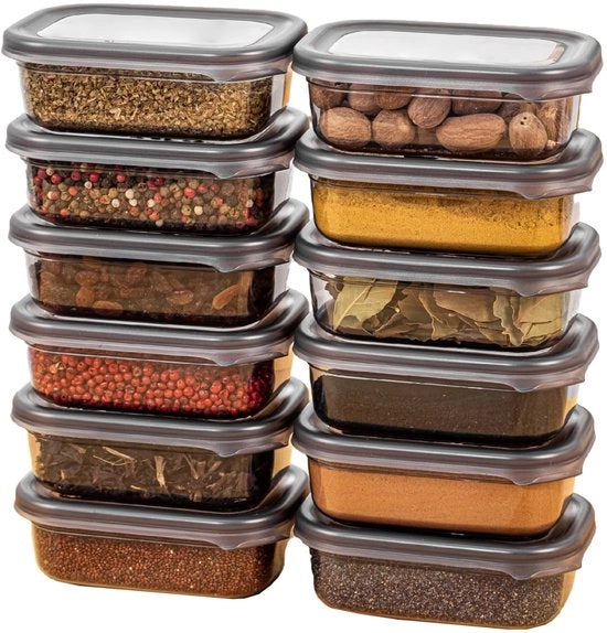 Set di 12 Contenitori Aria Tappata - BPA Libero - Contenitori di Stoccaggio per Alimenti - Organizzazione della Cucina - Conservazione di Muesli/Zucchero - Contenitori di Stoccaggio per Alimenti.