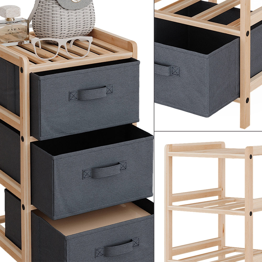 Vicco Mobile da bagno Grigio 34.5 x 67 cm con 3 cassetti in tessuto