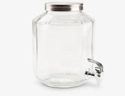 Dispensatore di acqua 4,25 litri con valvola a chiave – Vasca di acqua trasparente con coperchio in acciaio inossidabile – Ø18 x H24 cm – Per limonata, acqua, cocktail e feste all'aperto