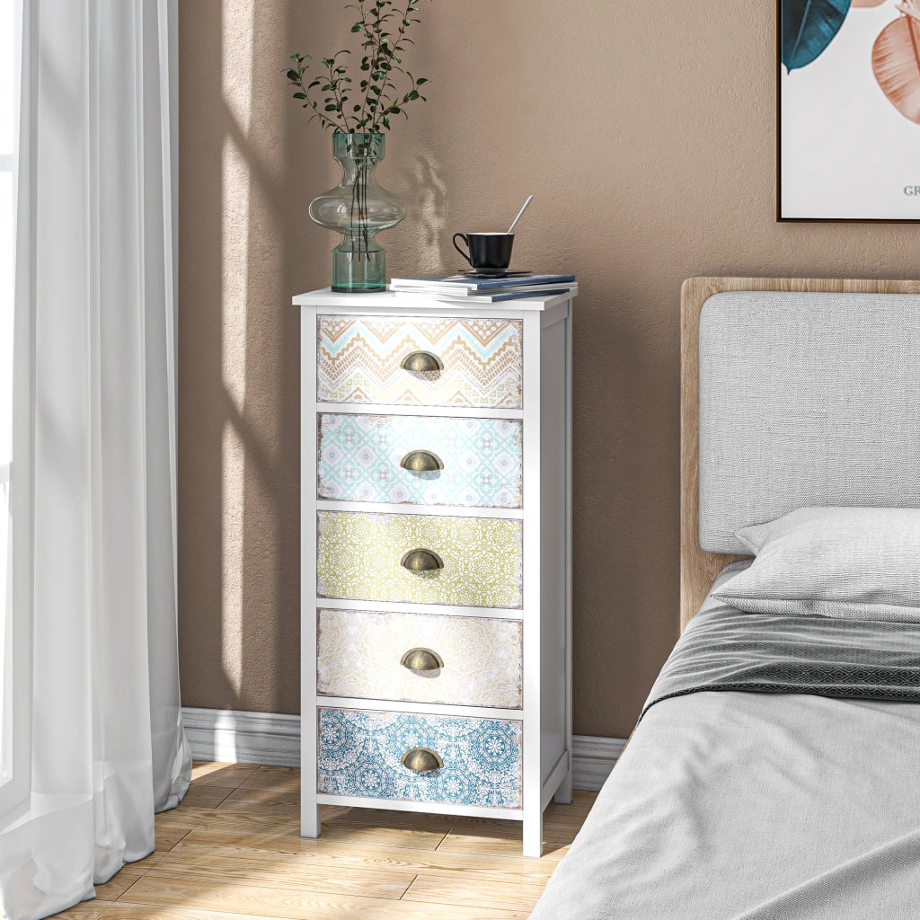 Cassettiera Moderna con 5 Cassetti ¨C Zephmum ¨C Multicolore 46x34x97.5