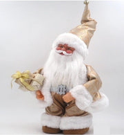 Babbo natale decorazione natalizia con carillon vestito oro 35 cm